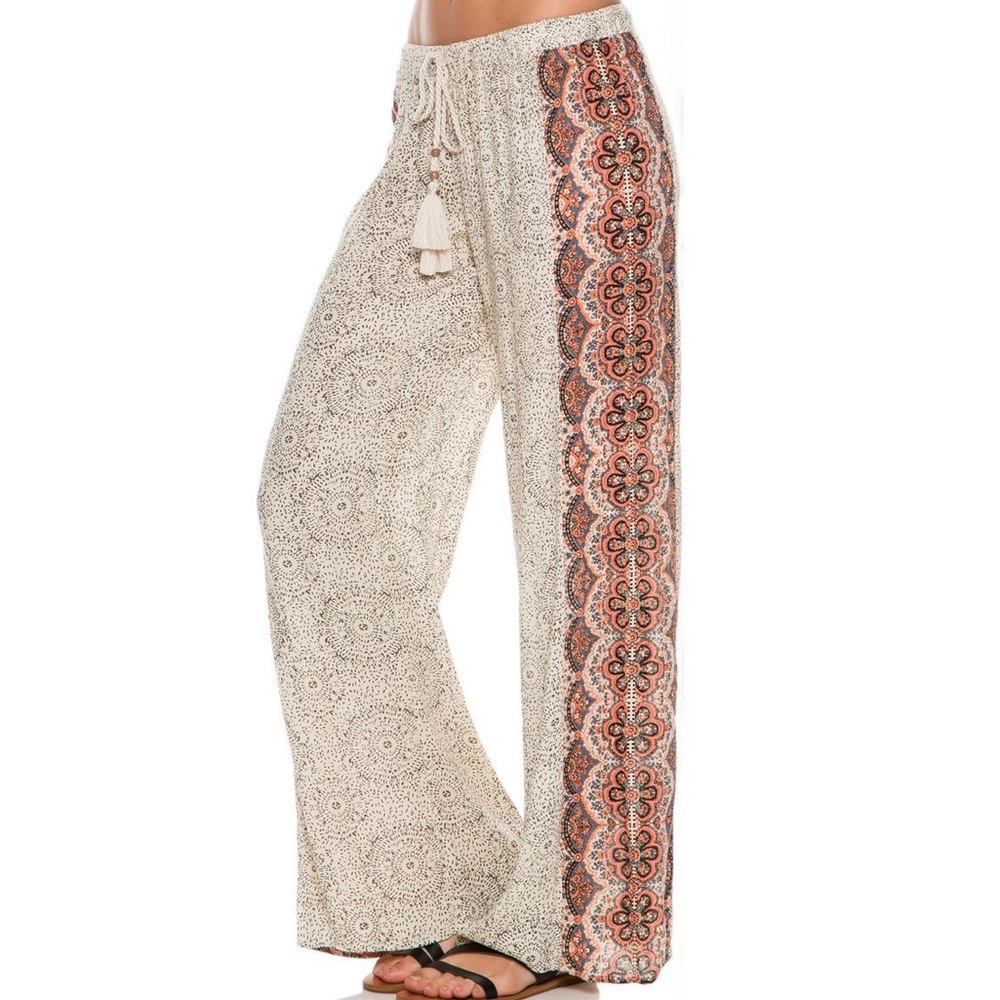 O'Neill Pippa Palazzo Boho Pants White & Orange Patterned - S